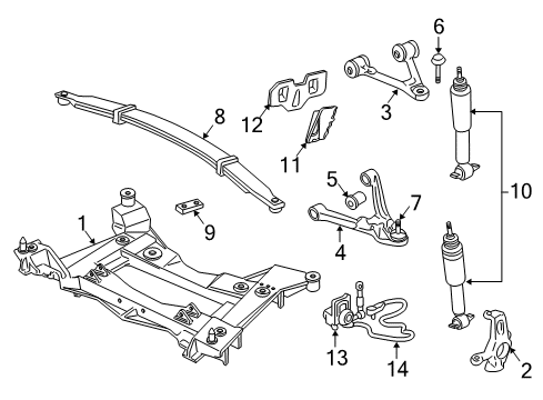 2003 Chevrolet Corvette Front Suspension Components, Lower Control Arm, Upper Control Arm, Stabilizer Bar Front Shock Absorber Assembly Diagram for 10419093