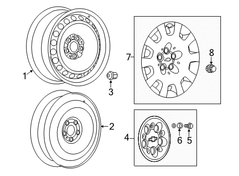 2011 Chevrolet Caprice Wheels, Covers & Trim Wheel Cover Diagram for 92261889