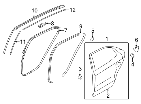 2014 Kia Optima Rear Door Clip-Door Opening Weatherstrip Fixing Diagram for 82134-3L000