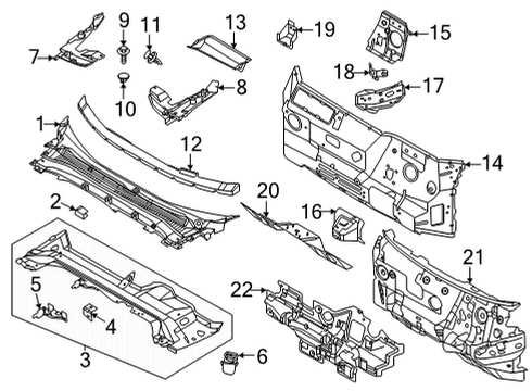 2021 Ford Mustang Mach-E Cowl Drain Tube Diagram for 6M2Z-54503A20-A