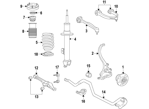 2021 Dodge Charger Suspension Components, Lower Control Arm, Upper Control Arm, Stabilizer Bar Bar-Front Diagram for 68184222AB