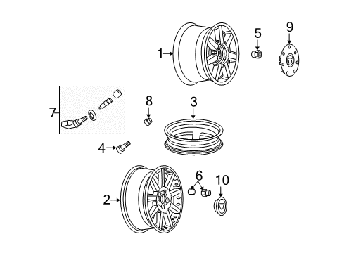 2005 Cadillac STS Wheels, Covers & Trim Wheel Rim, Rear Diagram for 9595341