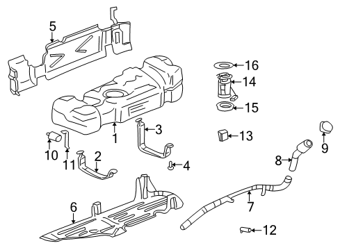 2007 Buick Rainier Fuel System Components Level Sensor Diagram for 19153635
