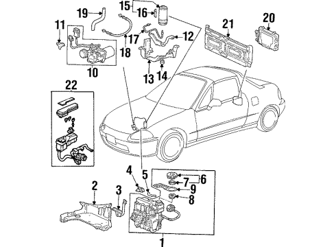 1997 Honda Civic del Sol Anti-Lock Brakes Wire Harness, ABS Fuse Box Diagram for 32230-SR3-A01
