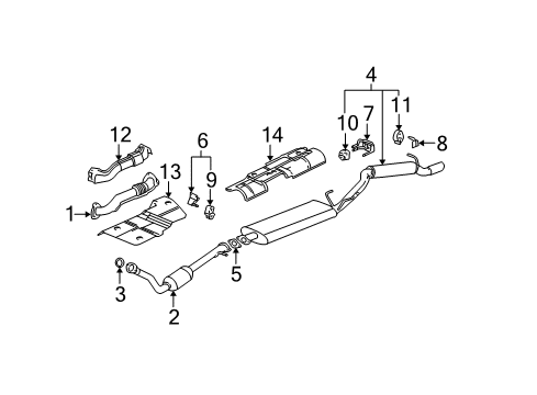 2005 Pontiac Aztek Exhaust Components Exhaust Muffler Assembly (W/ Exhaust Pipe & Tail Pipe) Diagram for 15252915