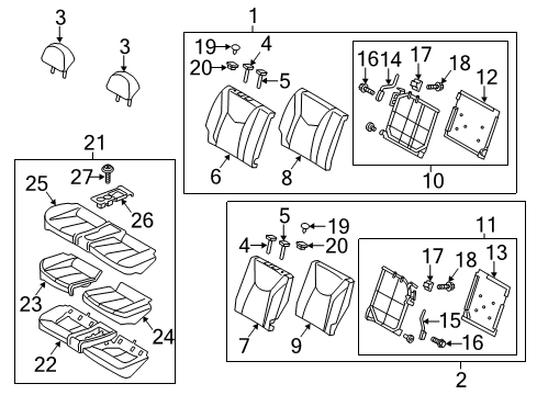 2013 Hyundai Veloster Rear Seat Screw-Tapping Diagram for 12497-05123