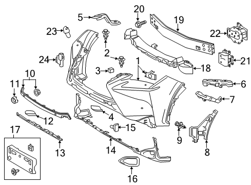 2016 Lexus NX200t Automatic Temperature Controls Grille Clip Diagram for 90467-05063-C0