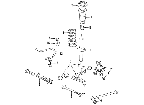 1994 Toyota Supra Rear Shocks & Suspension Components, Lower Control Arm, Upper Control Arm, Stabilizer Bar Spring, Coil, Rear Diagram for 48231-1B130
