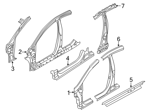 2019 Hyundai Sonata Center Pillar, Hinge Pillar, Rocker Panel Assembly-Pillar Outer, LH Diagram for 71110-C2A00