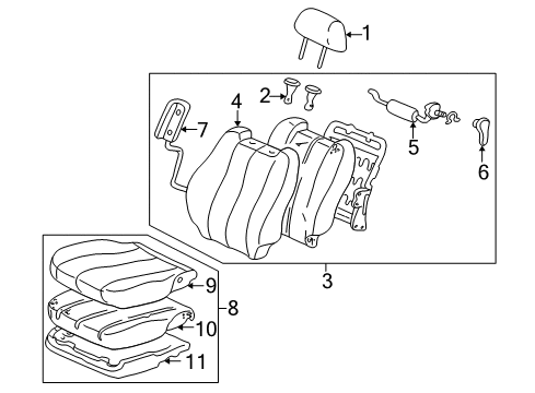 2000 Toyota Solara Front Seat Components Front Seat Back Cover, Right(For Separate Type) Diagram for 71073-AA270-B0