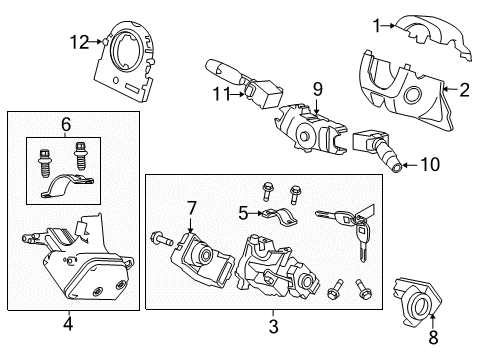 2011 Honda Accord Crosstour Ignition Lock Cylinder Set, Key Diagram for 06350-TP6-A11
