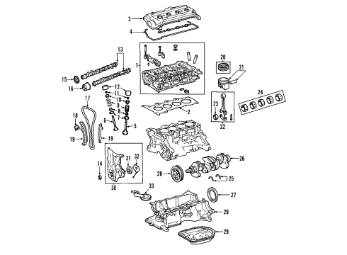 2009 Toyota Prius Engine Parts, Mounts, Cylinder Head & Valves, Camshaft & Timing, Oil Pan, Oil Pump, Crankshaft & Bearings, Pistons, Rings & Bearings Center Rod Diagram for 12363-21030