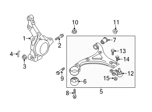 2012 Hyundai Sonata Front Suspension Components, Lower Control Arm, Stabilizer Bar Bolt Diagram for 545624D000