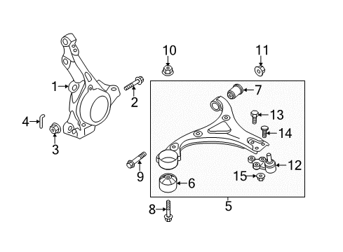 2012 Hyundai Sonata Front Suspension Components, Lower Control Arm, Stabilizer Bar Bush-Front Lower Arm(G) Diagram for 54584-3S000