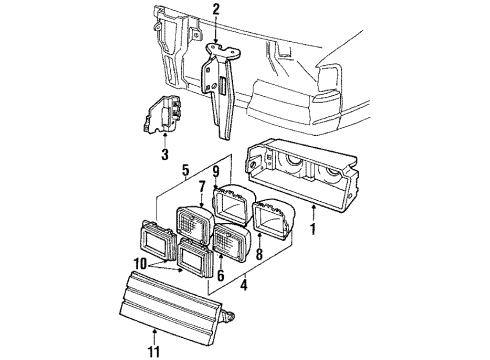 1989 Oldsmobile Toronado Headlamps Actuator Asm, Headlamp Opening Housing Diagram for 22054231