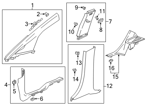 2017 Chevrolet Bolt EV Interior Trim - Pillars, Rocker & Floor Weatherstrip Pillar Trim Diagram for 42573985