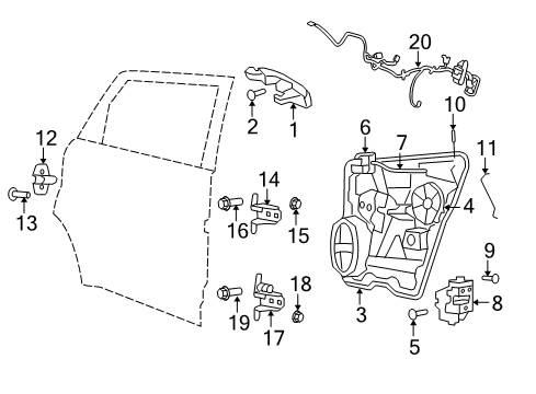 2010 Dodge Journey Rear Door Cable-Inside Handle To Latch Diagram for 68043749AA