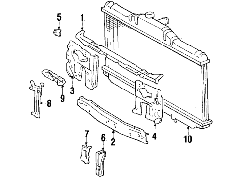 1991 Toyota Camry Radiator & Components, Radiator Support Radiator Assembly Diagram for 16410-AZ051