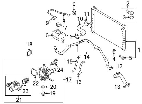 2011 Chevrolet Aveo5 Radiator & Components Thermostat Housing Seal Diagram for 55555984