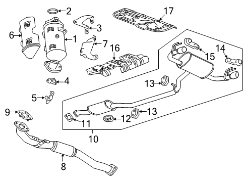 2019 Chevrolet Blazer Exhaust Components Muffler & Pipe Diagram for 84779198