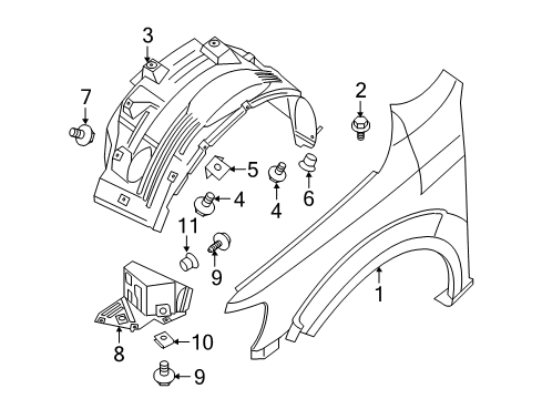 2012 Nissan NV1500 Fender & Components Protector-Front Fender, LH Diagram for 63831-1PA0A