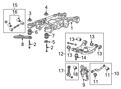 2013 Cadillac SRX Rear Suspension, Lower Control Arm, Upper Control Arm, Ride Control, Stabilizer Bar, Suspension Components Link Asm-Rear Suspension Upper Lateral Diagram for 23484167