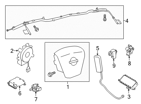 2012 Nissan Quest Air Bag Components Curtain Air Bag Driver Side Module Assembly Diagram for K85P1-1JA0A