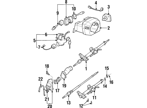 1999 Infiniti I30 Steering Column & Wheel, Steering Gear & Linkage, Housing & Components, Lower Components, Shroud, Switches & Levers Lock Set-Steering Diagram for D8700-4L611