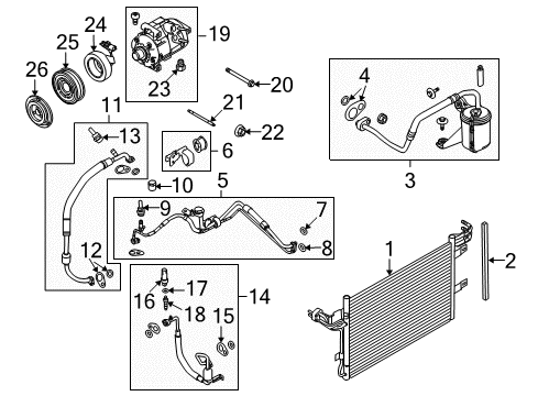 2012 Ford Taurus Air Conditioner Compressor Assembly Diagram for 9G1Z-19703-B