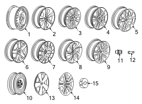 2017 Chevrolet Sonic Wheels, Covers & Trim Wheel, Steel Diagram for 42644286