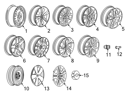 2017 Chevrolet Sonic Wheels, Covers & Trim Center Cap Diagram for 95459391