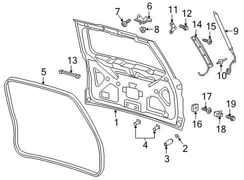 2018 Lincoln Navigator Gate & Hardware Lift Gate Diagram for JL7Z-7840010-A