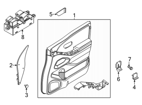 2022 Nissan Frontier Interior Trim - Front Door SWITCH ASSY-POWER WINDOW MAIN Diagram for 25401-9BU1E