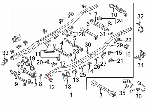 2020 Nissan Armada Frame & Components Connector Assy Diagram for 24340-ZR10A