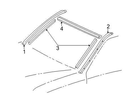 2003 Toyota Land Cruiser Reveal Moldings Windshield Trim Diagram for 75543-60020