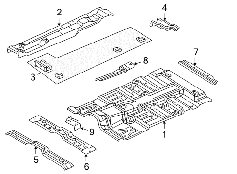 1997 Dodge Dakota Cab - Floor Panel-Center Floor Diagram for 55255746AD