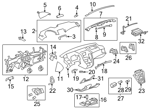 2012 Cadillac CTS Cluster & Switches, Instrument Panel Carrier Assembly Diagram for 22762905