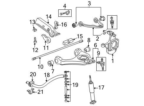 2002 GMC Sierra 1500 Front Suspension Components, Lower Control Arm, Upper Control Arm, Stabilizer Bar Front Shock Absorber Kit Diagram for 89040176