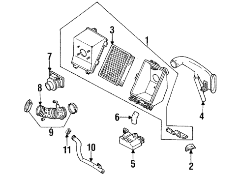 1996 Mercury Villager Air Inlet Clamp-Hose Diagram for 14464-W1502