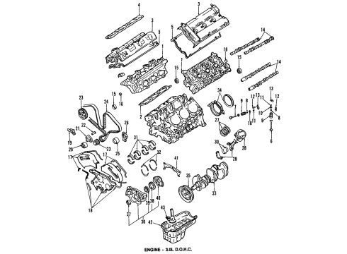1998 Mitsubishi 3000GT Engine Parts, Mounts, Cylinder Head & Valves, Camshaft & Timing, Oil Cooler, Oil Pan, Oil Pump, Crankshaft & Bearings, Pistons, Rings & Bearings Bracket Engine Roll STOPPER Diagram for MB691474