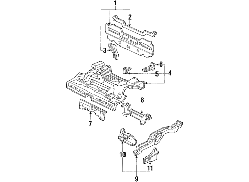 1989 Honda Civic Rear Body Panel Set, RR. Floor Diagram for 04655-SH3-300ZZ