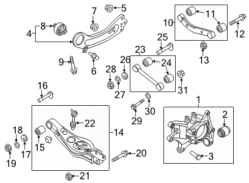 2018 Kia Sorento Rear Suspension Components, Lower Control Arm, Upper Control Arm, Stabilizer Bar Nut-Flange Diagram for 1339606007K