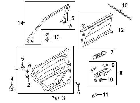 2021 Ford Explorer Rear Door Handle, Inside Diagram for LB5Z-7822600-BB