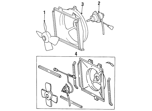 1988 Toyota Corolla Cooling System, Radiator, Water Pump, Cooling Fan Fan Motor Diagram for 16363-02021