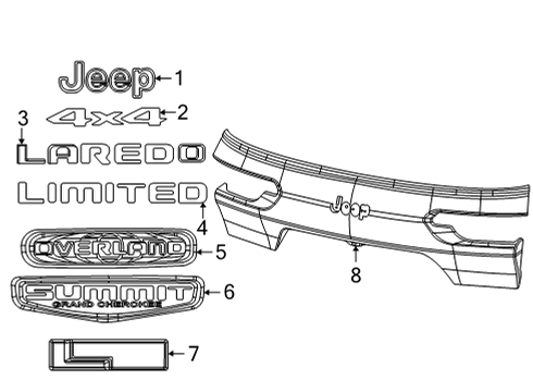 2021 Jeep Grand Cherokee L Exterior Trim - Lift Gate APPLIQUE-License Lamp Diagram for 7GR43TZZAA