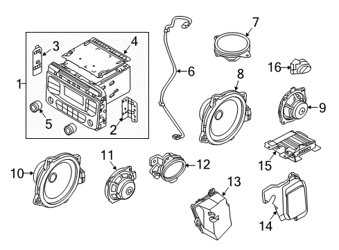 2017 Kia Sorento Sound System Front Tweeter Speaker Assembly, Left Diagram for 96310C6100