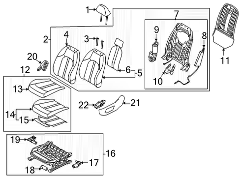 2022 Hyundai Sonata Driver Seat Components Pad Assembly-Front Seat Back, LH Diagram for 88350-L0040