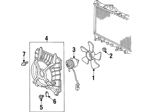 1996 Acura TL Cooling System, Radiator, Water Pump, Cooling Fan, Oil Cooler Shroud (Denso) Diagram for 19015-P5G-A01