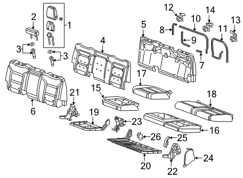 2020 Chevrolet Silverado 1500 Rear Seat Components Seat Cushion Pad Diagram for 84517969