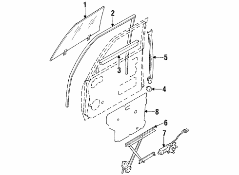 1996 Acura SLX Front Door - Glass & Hardware Seal, Right Front Waist Door Diagram for 8-97139-400-0